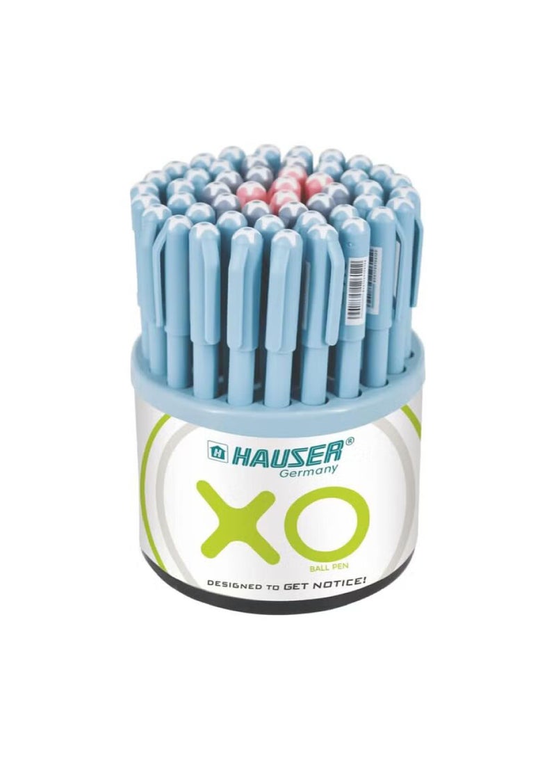Hauser Germany Hauser Original XO 0.7mm Ball Pen Tumbler Sleek Body Minimalistic Design Matt Finish & Solid Body Type Low Viscosity Ink With Ultra Durable Tip (Pack of 50), Blue,black and red - Image 1