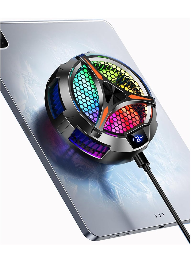 مبرد iPad ، مشعاع RGB عالمي مع عرض درجة الحرارة ، مناسب للألعاب والبث المباشر ، مروحة تبريد الكمبيوتر اللوحي بأشباه الموصلات المغناطيسية - Image 1