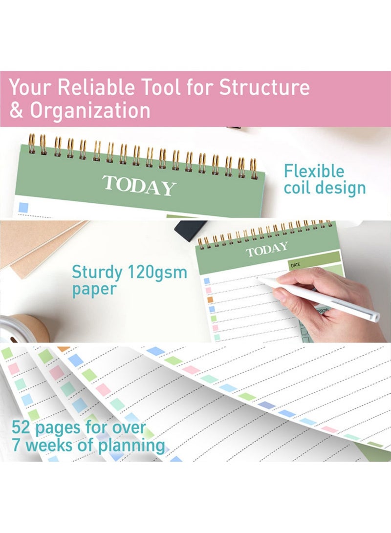 To Do List Notepad, 52 Sheets To Do List Notebook for Work, Twin-ring Spiral Bindling Undated Daily Planner Perfect for Enhanced Productivity and Goal Achievement - Image 2