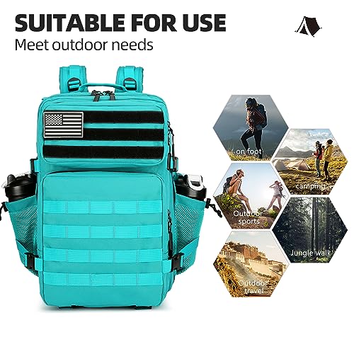 Lovelinks21 45L Tactical Assault Backpack 3 day assault pack with Molle Waterproof backpack Rucksack for Tactical Backpacks (Lake Blue) - Image 2
