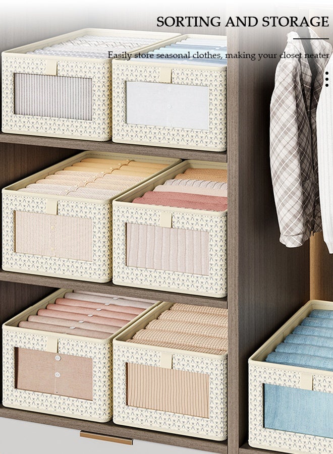 DUNISO 3 Pieces Foldable Closet Storage Organizer Washable Closet Storage Box with Carrying Handles Cube Storage Bin for Clothes Wardrobe Home Bedroom Office - Image 4