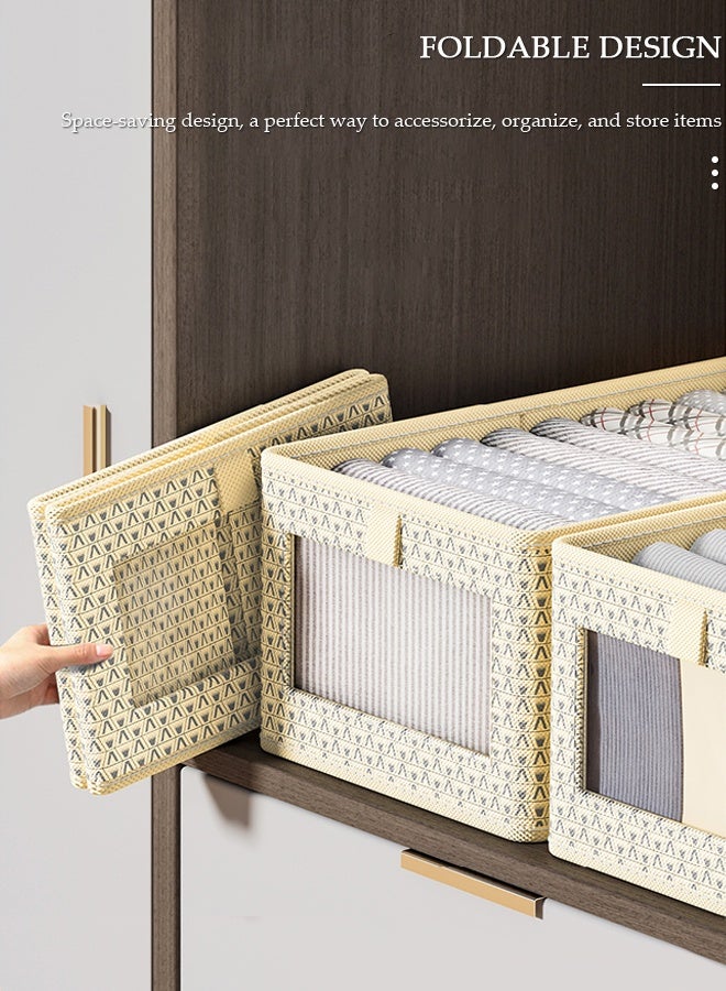 DUNISO 3 Pieces Foldable Closet Storage Organizer Washable Closet Storage Box with Carrying Handles Cube Storage Bin for Clothes Wardrobe Home Bedroom Office - Image 5