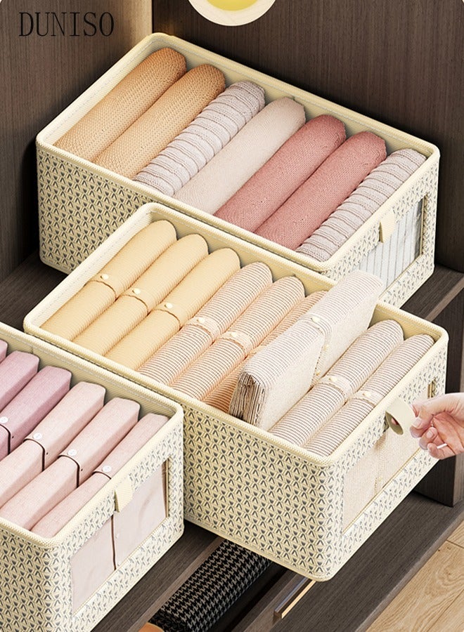 DUNISO 3 Pieces Foldable Closet Storage Organizer Washable Closet Storage Box with Carrying Handles Cube Storage Bin for Clothes Wardrobe Home Bedroom Office - Image 3