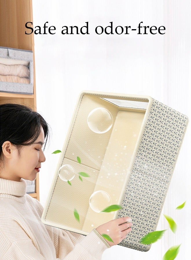 DUNISO 3 Pieces Foldable Closet Storage Organizer Washable Closet Storage Box with Carrying Handles Cube Storage Bin for Clothes Wardrobe Home Bedroom Office - Image 5