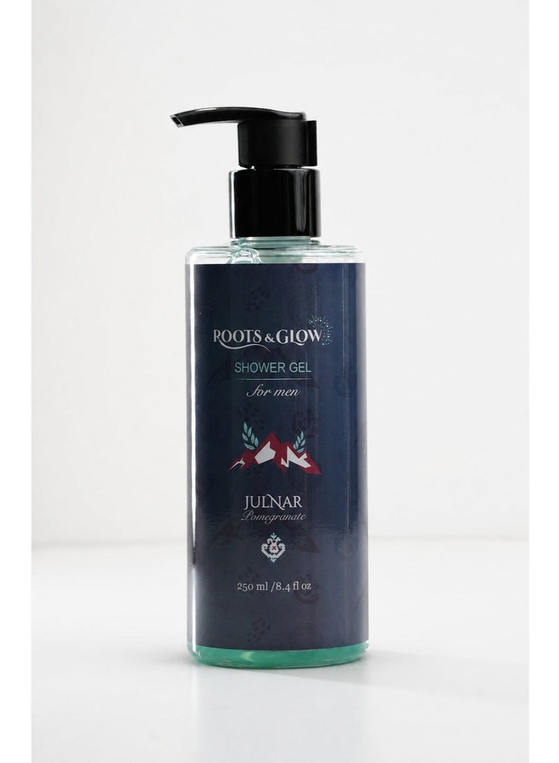 Roots & Glow Shower Gel for Men – 250ml Pomegranate Energizing Body Wash – Deep Cleansing Nourishing Formula – Refreshing Scent, Non-Drying – Pump Dispenser – Roots & Glow - Image 1