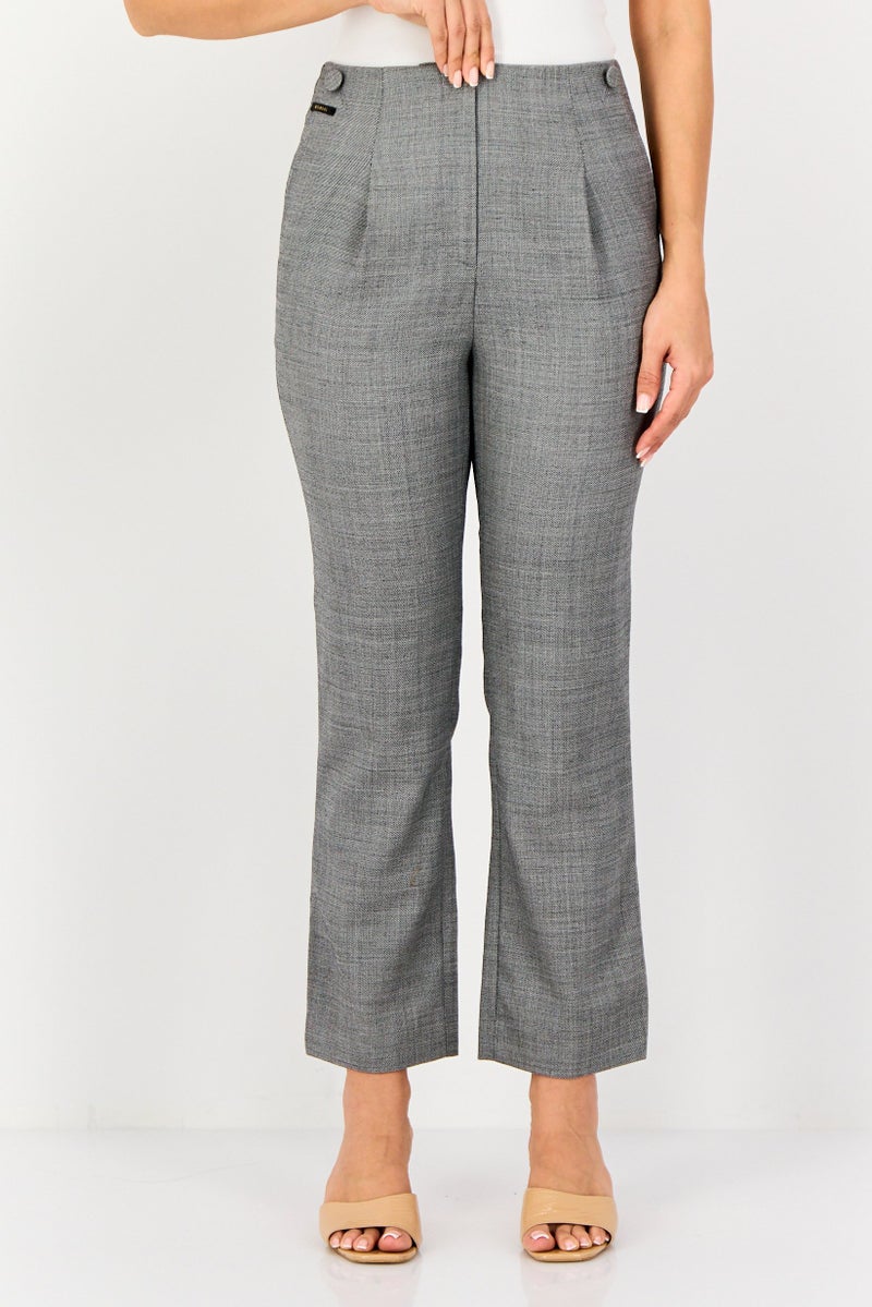 SELECTED Women Regular Fit Heather Dress Pants, Grey - Image 1