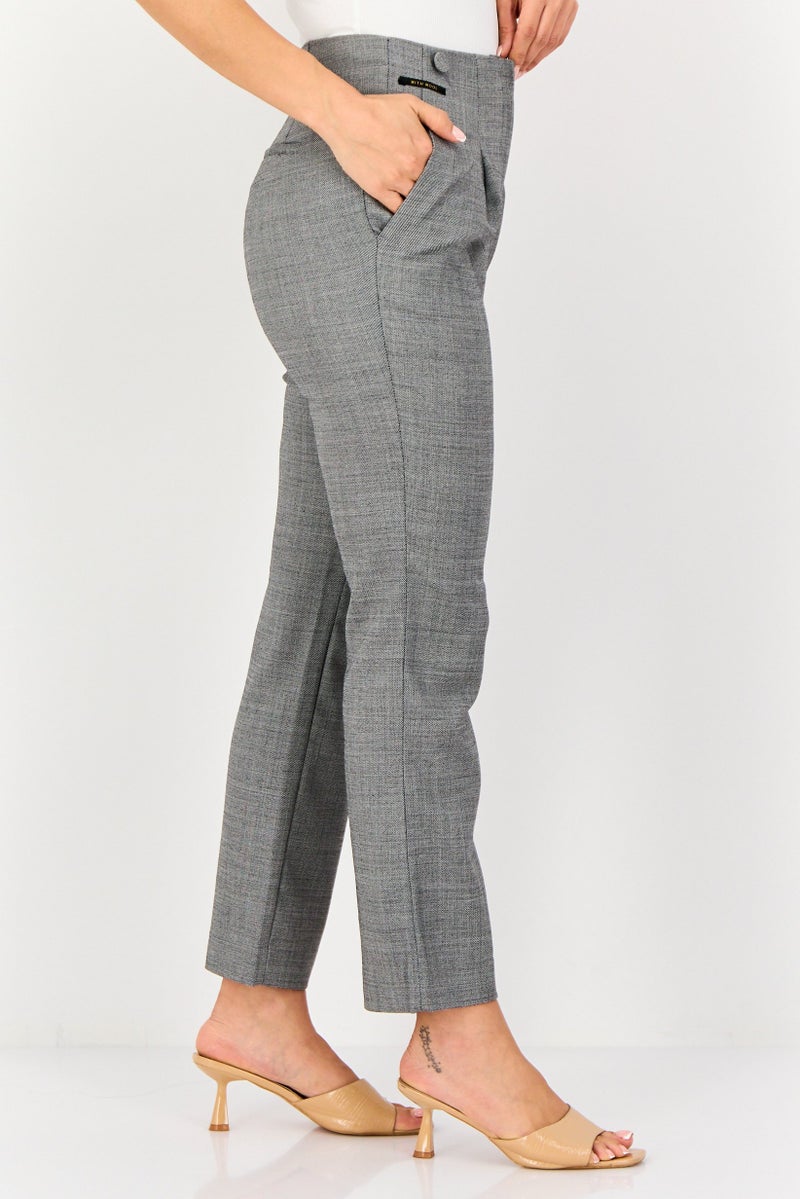 SELECTED Women Regular Fit Heather Dress Pants, Grey - Image 2