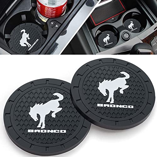 XIGRALUCK Car Cup Holder Coaster for Ford Bronco Sport Recessed Silicone Cupholder Coaster Interior Accessories 2.75in 2Pack Black - Image 1
