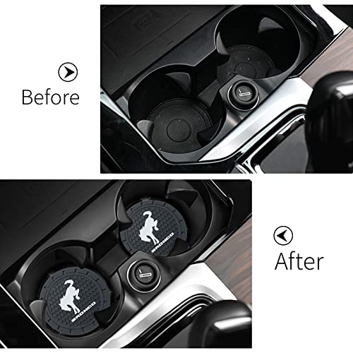 XIGRALUCK Car Cup Holder Coaster for Ford Bronco Sport Recessed Silicone Cupholder Coaster Interior Accessories 2.75in 2Pack Black - Image 4