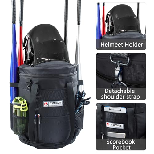 VIGEGARI VIGERARI Baseball Bucket Bag- Coach Bag-Expandable Softball Bucket Organizer with Padded Seat-Coach Gifts-Training Equipment, Baseball Gear, Accessories - Image 2
