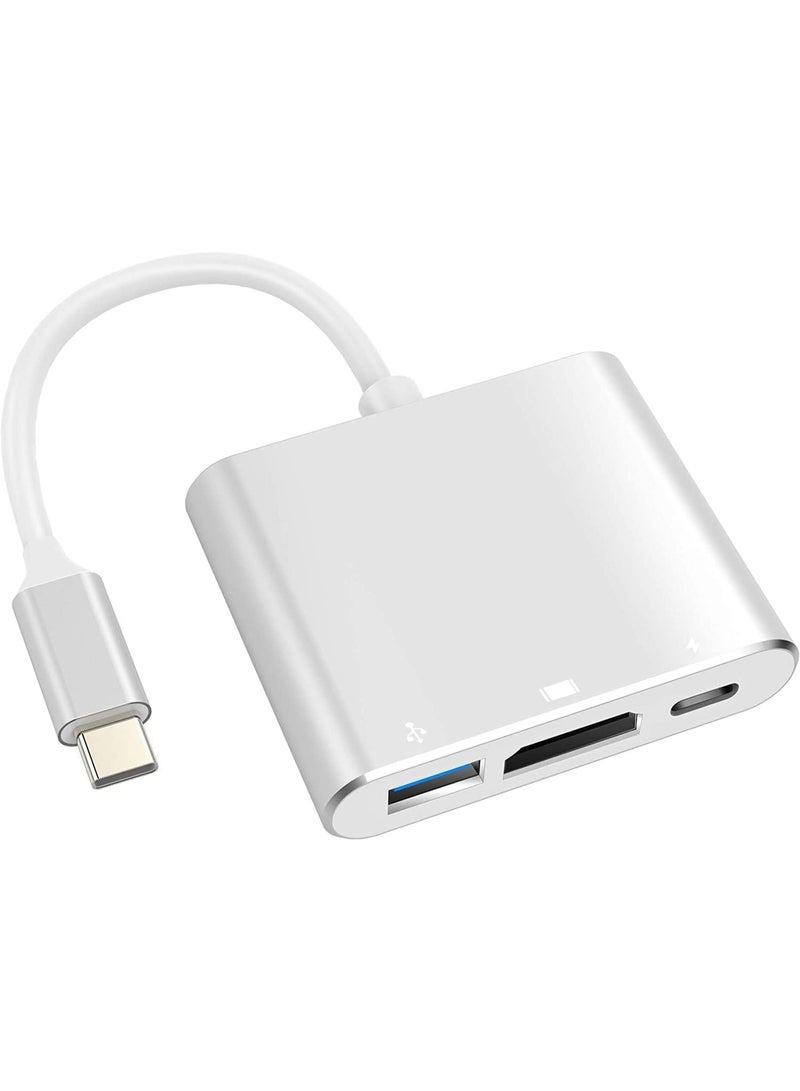 محول USB-C إلى HDTV، محول متعدد المنافذ من نوع USB-C مع مخرج HDTV بدقة 4K ومنفذ USB 3.0 للشحن السريع، متوافق مع MacBook Pro و MacBook Air 2019/2018 و iPad Pro 2019. - Image 1
