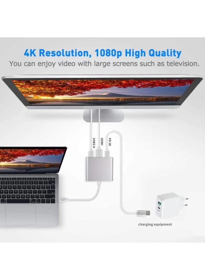 محول USB-C إلى HDTV، محول متعدد المنافذ من نوع USB-C مع مخرج HDTV بدقة 4K ومنفذ USB 3.0 للشحن السريع، متوافق مع MacBook Pro و MacBook Air 2019/2018 و iPad Pro 2019. - Image 2