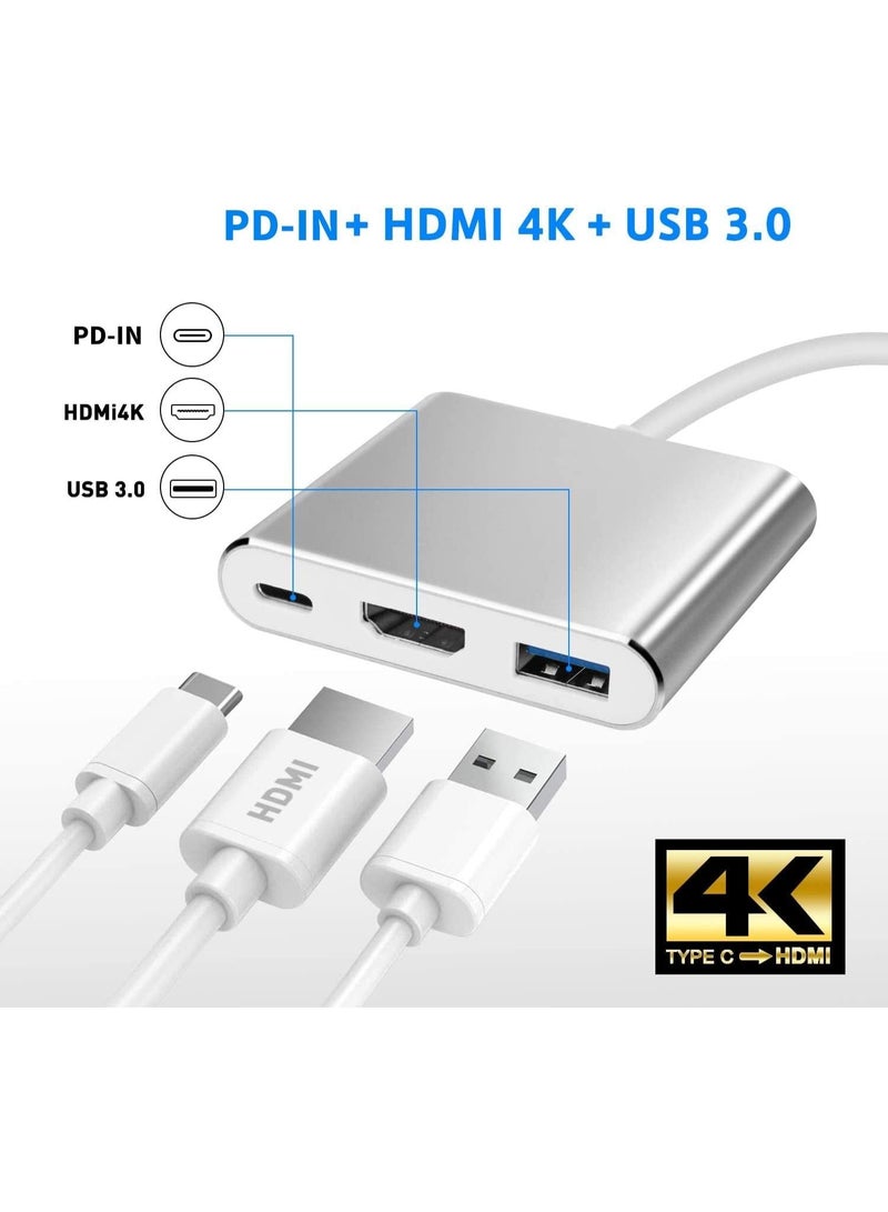 محول USB-C إلى HDTV، محول متعدد المنافذ من نوع USB-C مع مخرج HDTV بدقة 4K ومنفذ USB 3.0 للشحن السريع، متوافق مع MacBook Pro و MacBook Air 2019/2018 و iPad Pro 2019. - Image 3