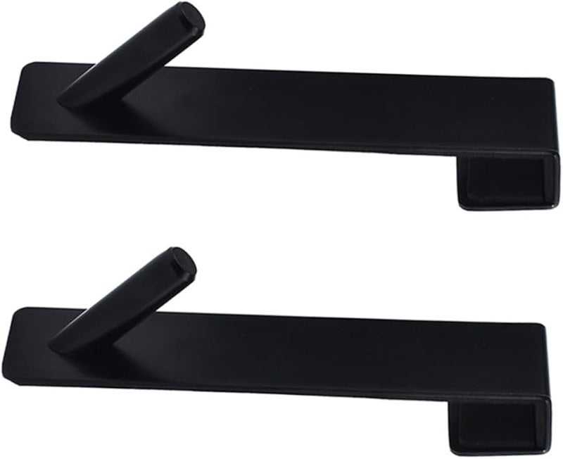 Black Over Door Hooks 2pcs Removable Metal Towel Rack Bathroom Coat Hanger 17 8X4CM - Image 1