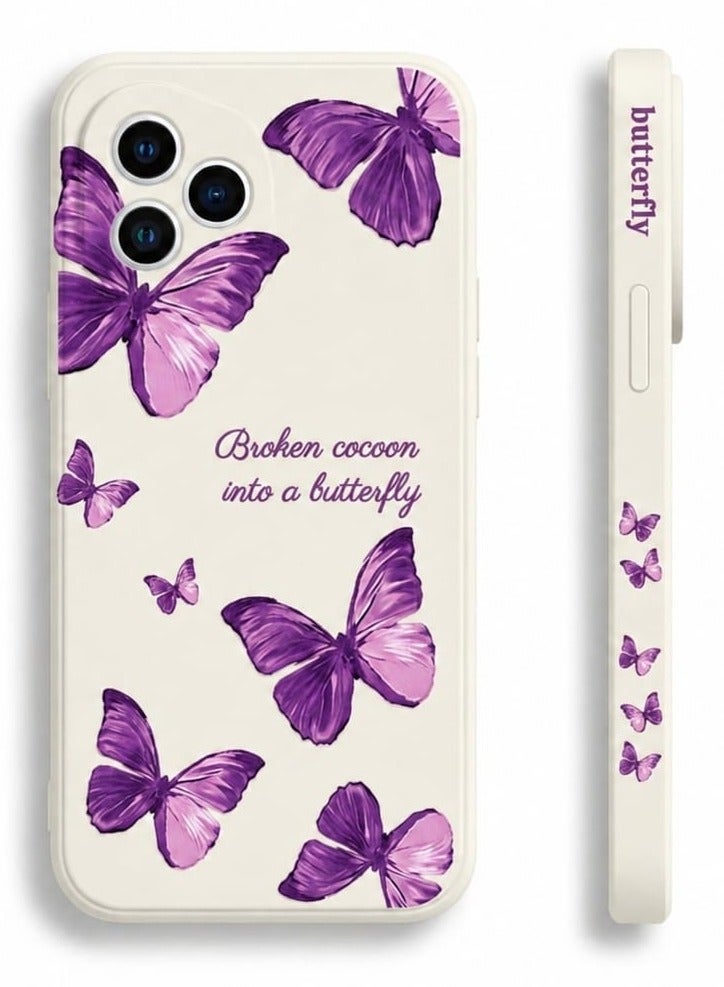 Butterfly Soft TPU Case For Honor 400 Pro 5G Shockproof Silicone Cover (White, Honor 400 Pro 5G)