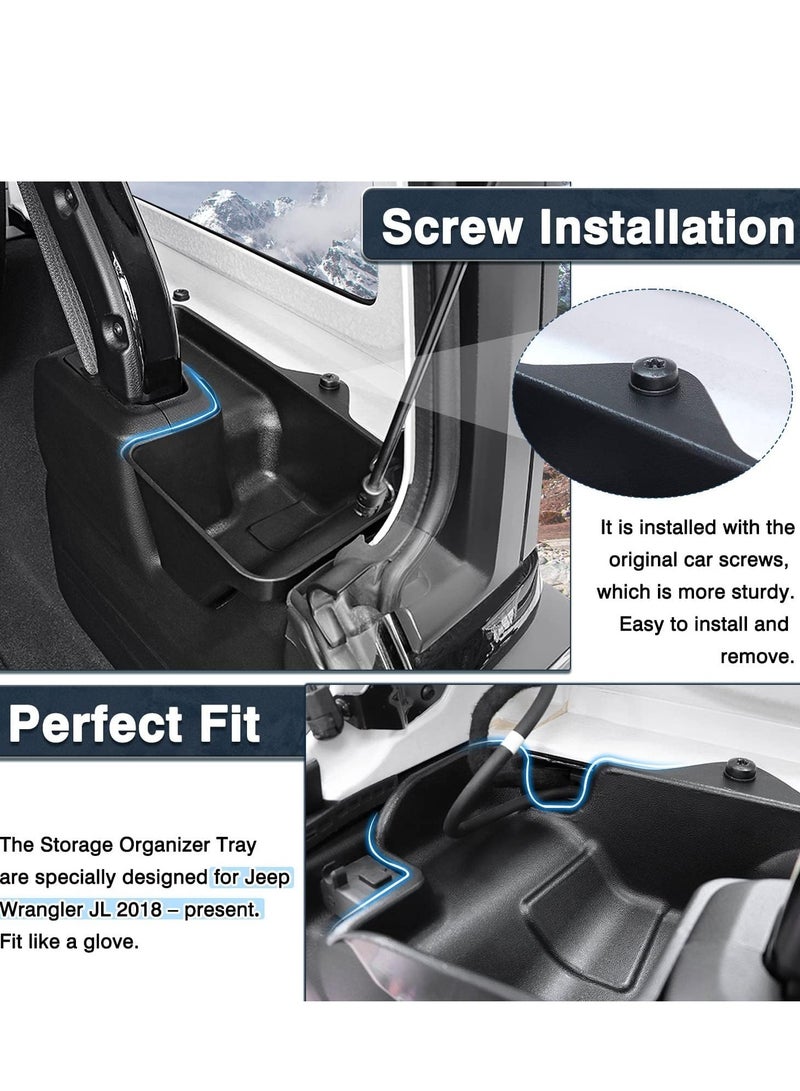 SYOSI صندوق منظم لدرج تخزين جانب الراكب، صندوق شحن خلفي مناسب لملحقات داخلية لسيارة جيب رانجلر JL 2018-2023 2024، أسود، قطعتان - Image 4