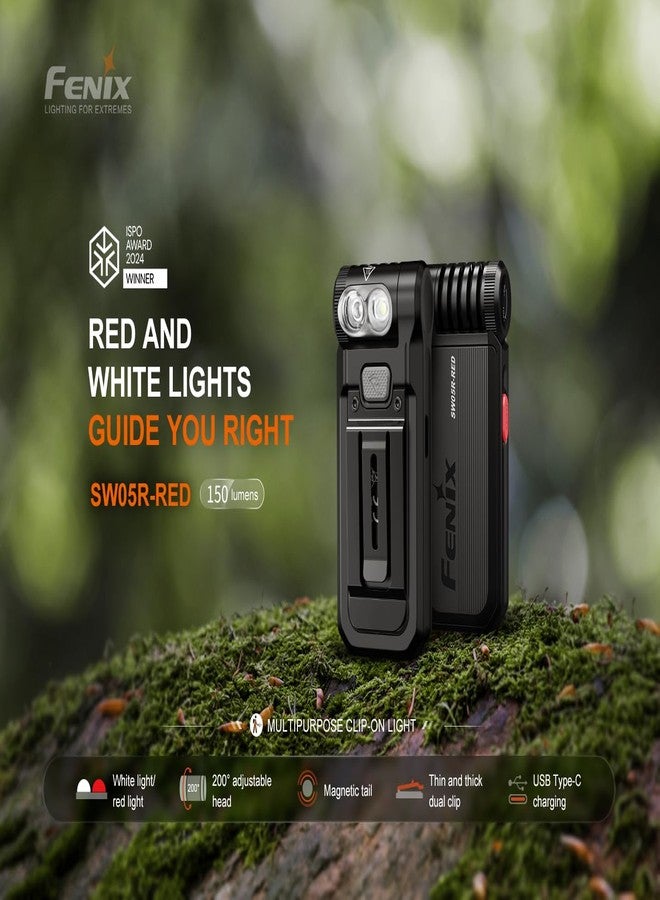 Fenix SW05R-RED Clip On Flat Body swival Flashlight with Red Light with EdisonBright Accessory case Bundle (Green) - Image 3