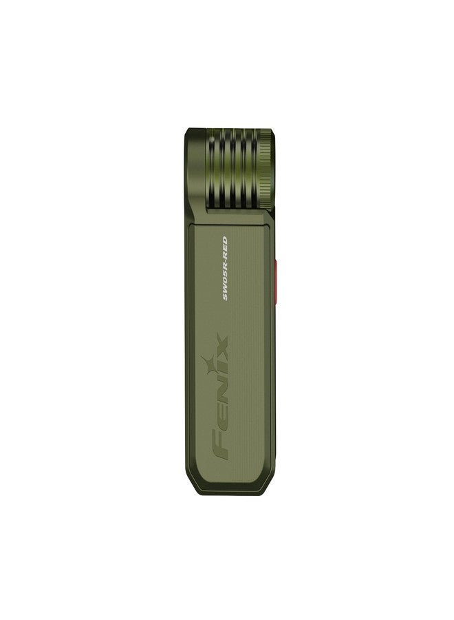 Fenix SW05R-RED Clip On Flat Body swival Flashlight with Red Light with EdisonBright Accessory case Bundle (Green) - Image 2