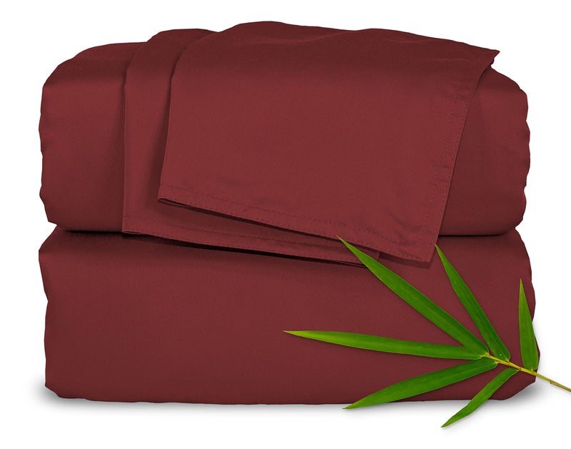 Pure Bamboo King Sheets by Pure Bamboo Genuine 100 Organic Viscose Derived from Bamboo Bed Sheet Set Luxuriously Soft  Cooling Double Stitching Lifetime Quality Promise King Merlot 