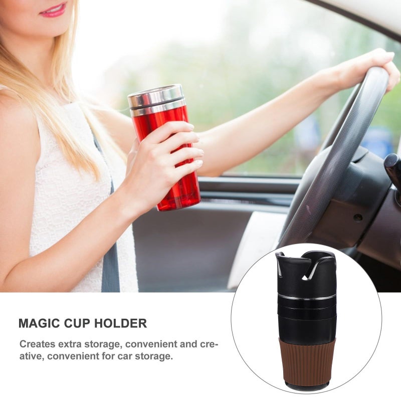 Rotating Car Cup Holder Expander Black Silver Edge Auto Drink Bottle Holder - Image 3