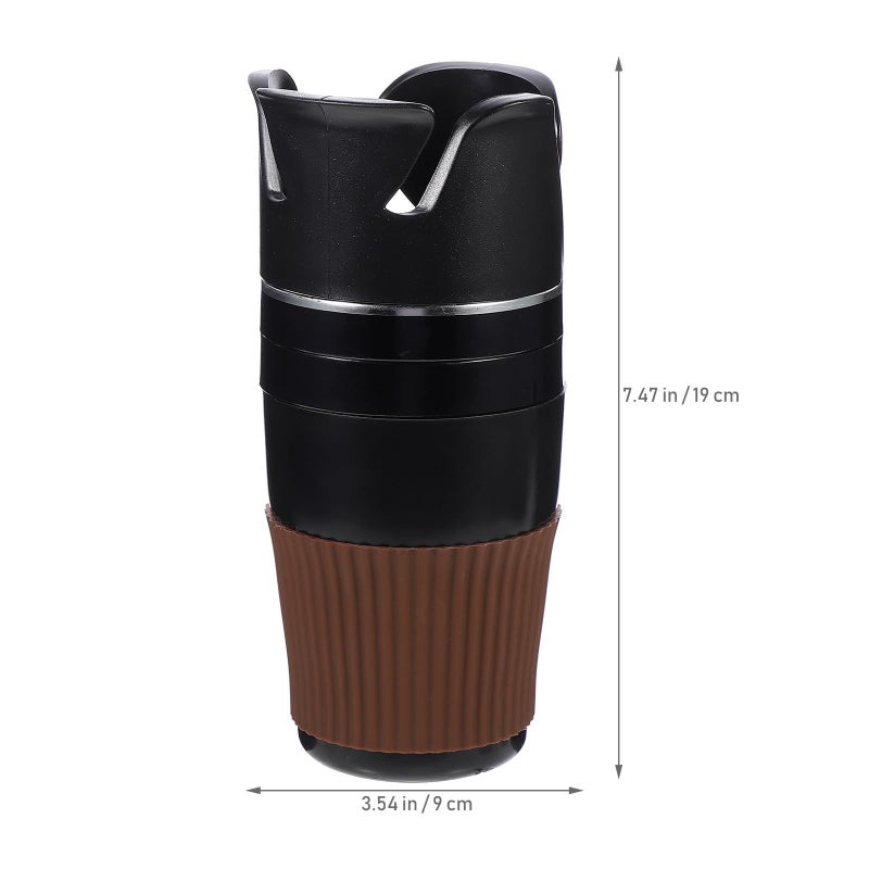 Rotating Car Cup Holder Expander Black Silver Edge Auto Drink Bottle Holder - Image 2