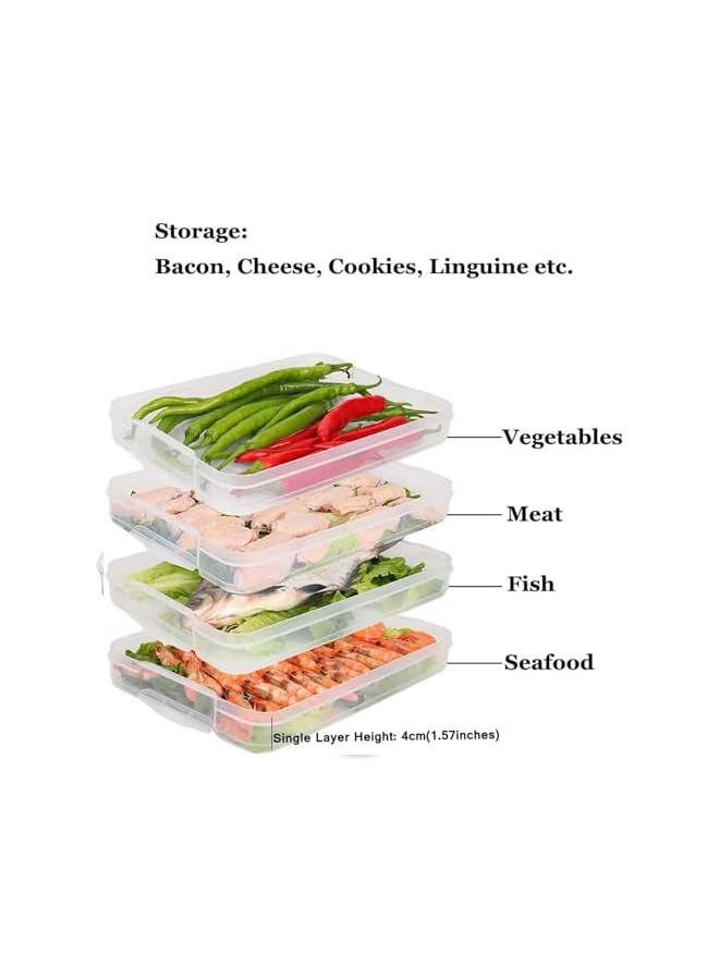 Green Tiger 4-Layer Fridge Food Storage Containers with Lids Dumpling Storage Box,Good Sealing,Stackable Freezer Food Containers Refrigerator Organizer for Snack, Vegetables, Meat, Fish - Image 2