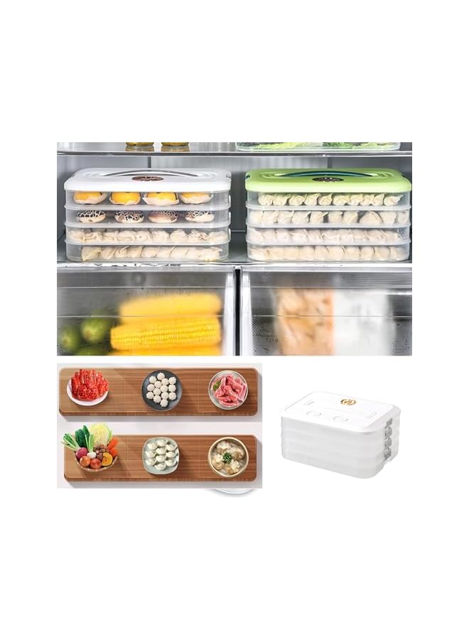 Green Tiger 4-Layer Fridge Food Storage Containers with Lids Dumpling Storage Box,Good Sealing,Stackable Freezer Food Containers Refrigerator Organizer for Snack, Vegetables, Meat, Fish - Image 3