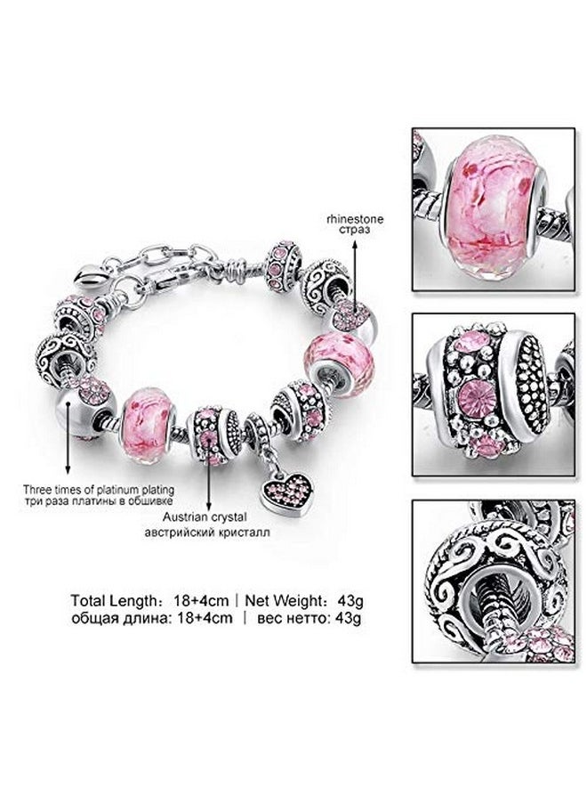 YouBella YouBella Jewellery Silver Plated Stylish Latest Crystal Bracelet Bangle Jewellery For Girls and Women (Pink)  - Image 5