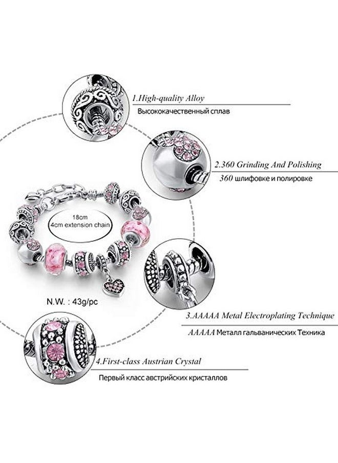 YouBella YouBella Jewellery Silver Plated Stylish Latest Crystal Bracelet Bangle Jewellery For Girls and Women (Pink)  - Image 4