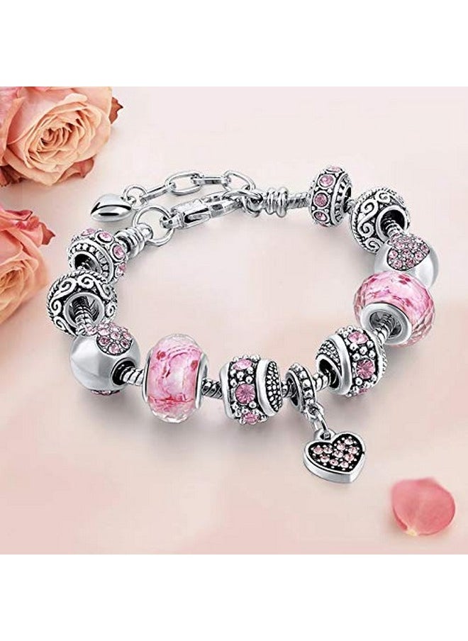 YouBella YouBella Jewellery Silver Plated Stylish Latest Crystal Bracelet Bangle Jewellery For Girls and Women (Pink)  - Image 3