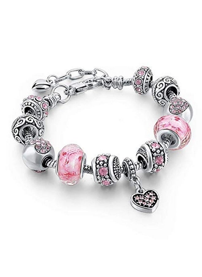 YouBella YouBella Jewellery Silver Plated Stylish Latest Crystal Bracelet Bangle Jewellery For Girls and Women (Pink)  - Image 1