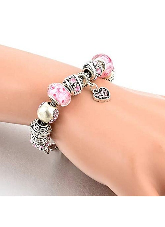 YouBella YouBella Jewellery Silver Plated Stylish Latest Crystal Bracelet Bangle Jewellery For Girls and Women (Pink)  - Image 2