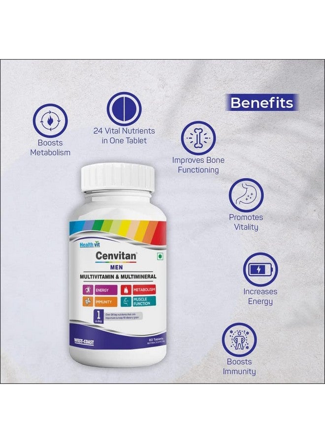 Healthvit Cenvitan Multivitamin for Men - 60 Tablets with 24 Nutrients | Immunity Booster, Energy, Stamina & Recovery | Multivitamin for Men (Pack of 3) - Image 4