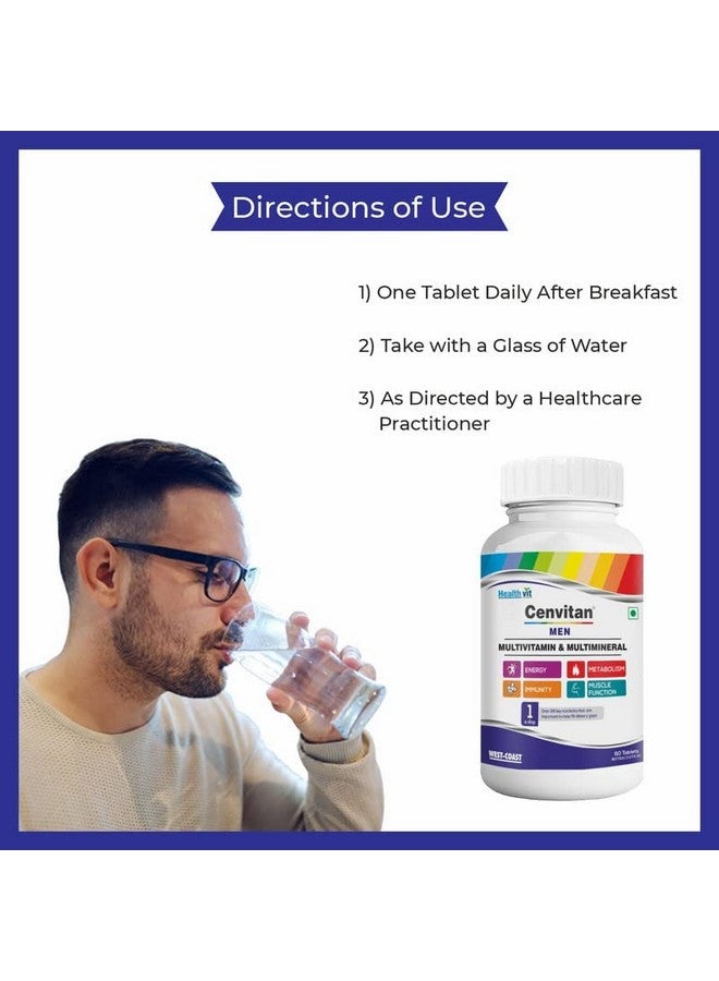 Healthvit Cenvitan Multivitamin for Men - 60 Tablets with 24 Nutrients | Immunity Booster, Energy, Stamina & Recovery | Multivitamin for Men (Pack of 3) - Image 5