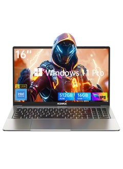 ACEMAGIC Laptop Acemagic 16 inch FHD Display, SO-DIMM DDR4 16GB RAM M.2 2280 NGFF 512GB SSD with Intel 12th Gen Alder Lake N97(4C/4T, Up to 3.6GHz) Support WiFi6/BT5.0/1MP WebcamUSB3.2/Type-C/Windows 11 Pro/16:10/AD Metal house  - Image 1