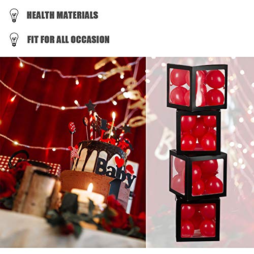 Aimto Clear Balloon Boxes for Party Decorations - Black - 4pcs - Image 2
