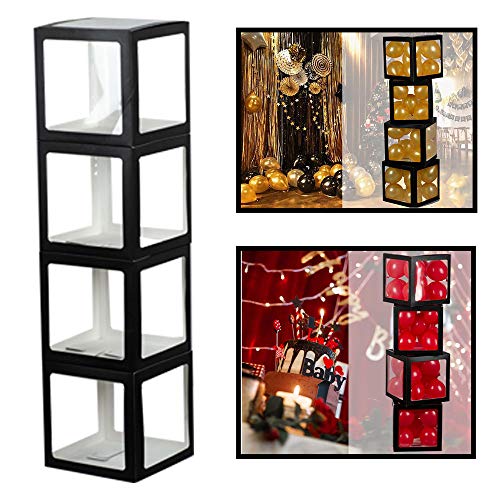 Aimto Clear Balloon Boxes for Party Decorations - Black - 4pcs - Image 1