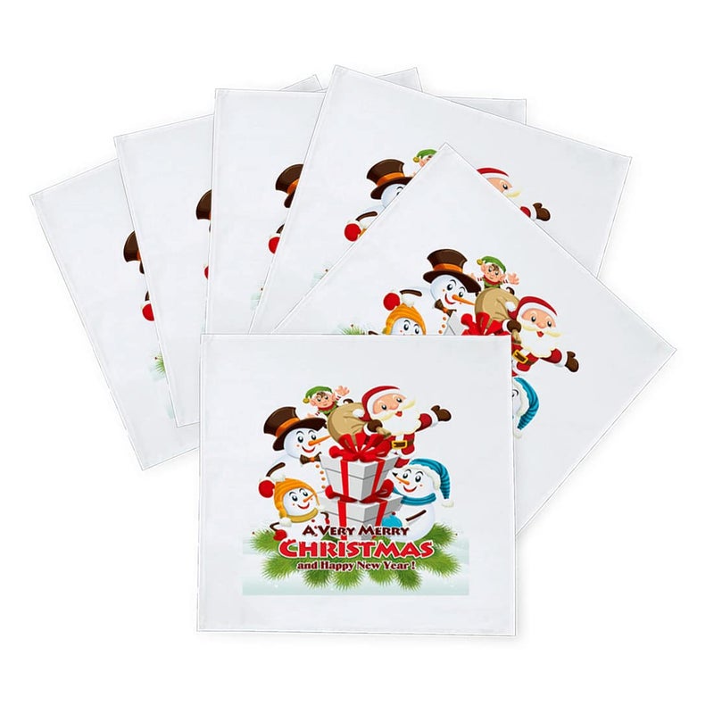 Khakee 6 Pcs Christmas Theme Silk Table Napkins 10x 10 for Xmas Decoration Christmas OrnamentsChristmas Giftxmas21687 - Image 2