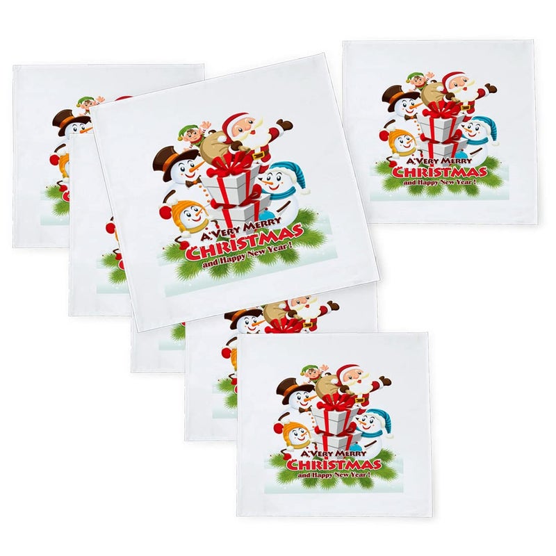 Khakee 6 Pcs Christmas Theme Silk Table Napkins 10x 10 for Xmas Decoration Christmas OrnamentsChristmas Giftxmas21687 - Image 1
