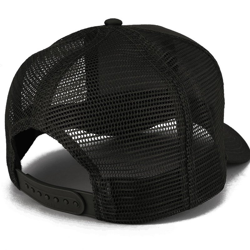 Armycrew XXL Oversize High Crown Adjustable Plain Mesh Back Trucker Baseball Cap - BLACK - Image 3