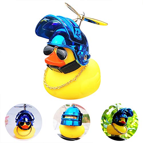 wonuu Rubber Duck Car Ornaments Yellow Duck Car Dashboard Decorations with Propeller Helmet - Image 1