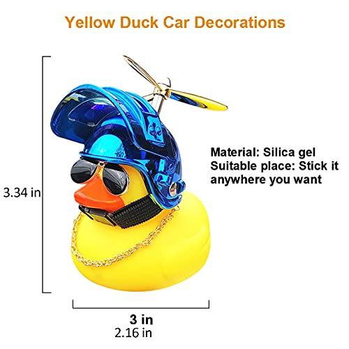 wonuu Rubber Duck Car Ornaments Yellow Duck Car Dashboard Decorations with Propeller Helmet - Image 3