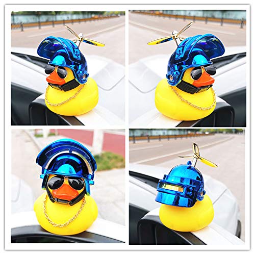 wonuu Rubber Duck Car Ornaments Yellow Duck Car Dashboard Decorations with Propeller Helmet - Image 5