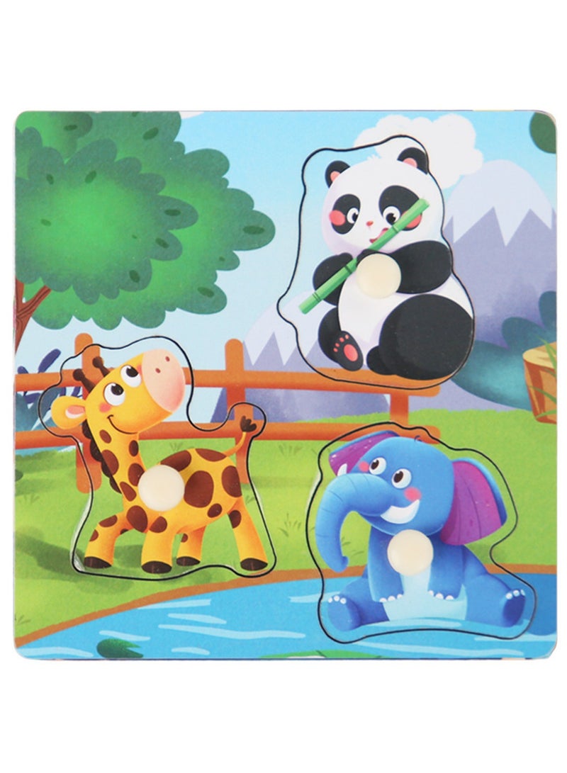 Children's Educational Wooden Cartoon Wild Animal Series Jigsaw Puzzles Suitable Gift Bag Pack - Image 1