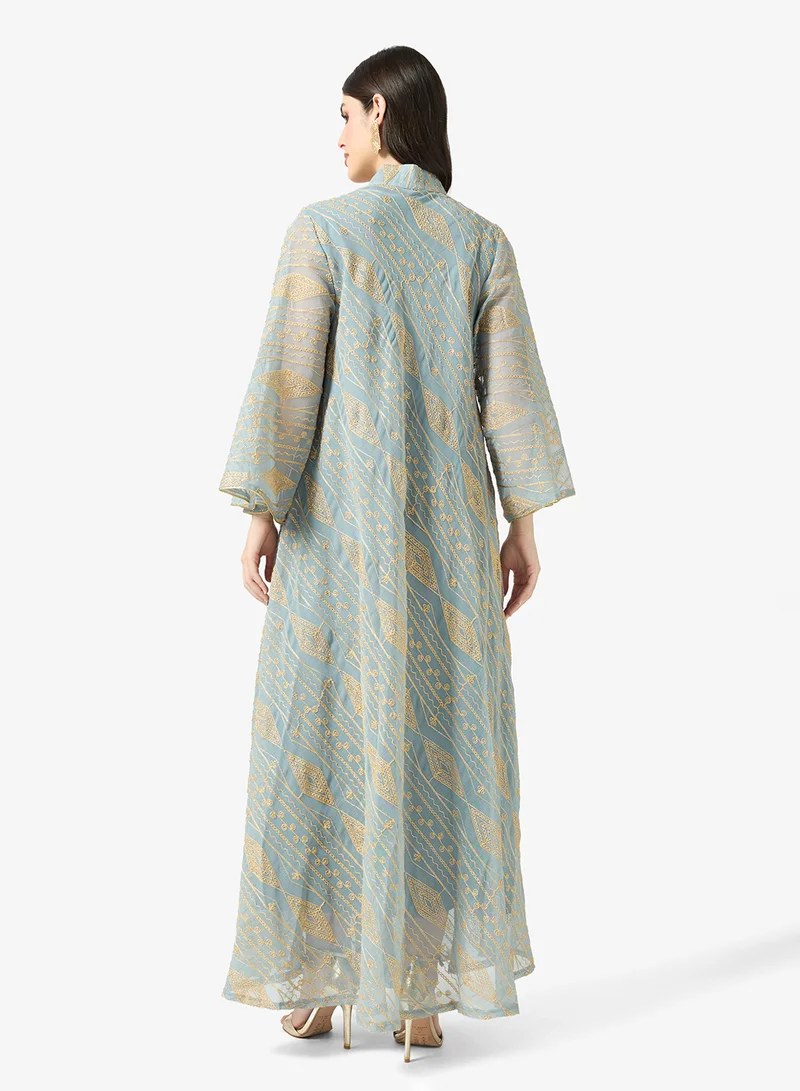 Khizana Embellished Jalabiya With Flared Sleeves