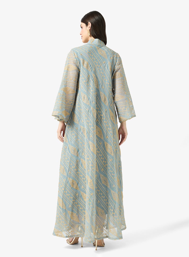 Khizana Embellished Jalabiya With Flared Sleeves - Image 2