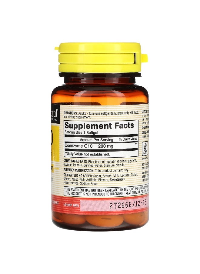 Mason Natural Mason Natural, Co Q10, 200 mg, 30 Softgels  - Image 2