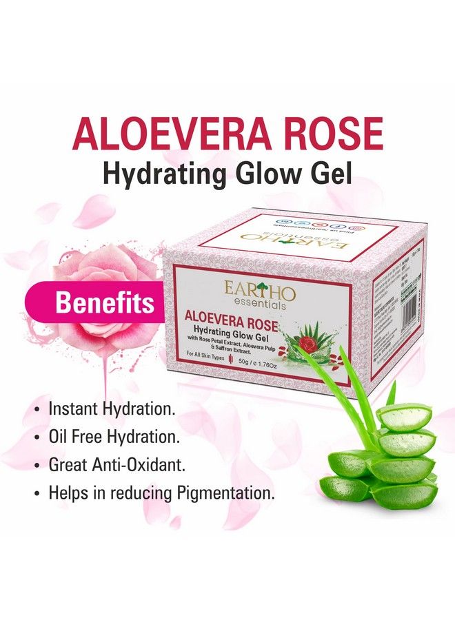 EARTHO essentials Aloevera Rose Hydrating Glow Gel With Rose Ark Aloevera Pulp & Saffron Extract 50G - Image 5