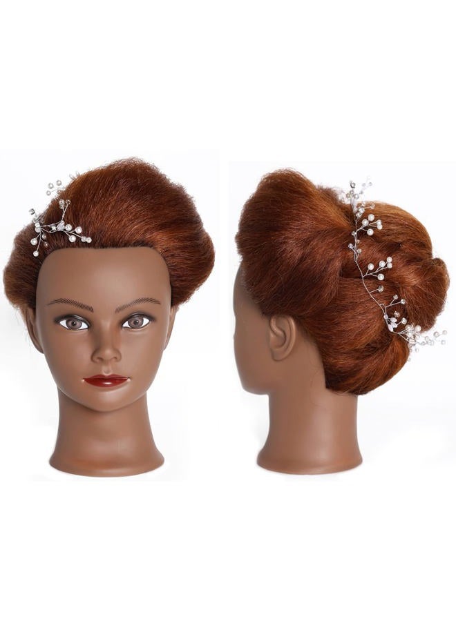 training head Traininghead 100% Real Hair Mannequin Head Training Head Cosmetology Doll Head Manikin Practice Head Hairdresser With Free Clamp Holder Female (Black Hair B) - Image 3