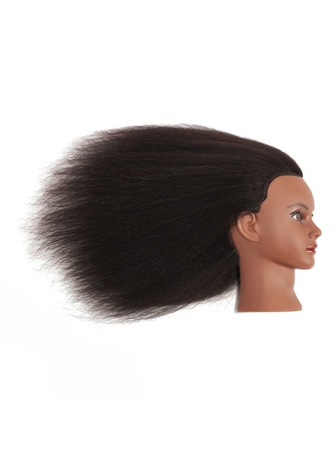 training head Traininghead 100% Real Hair Mannequin Head Training Head Cosmetology Doll Head Manikin Practice Head Hairdresser With Free Clamp Holder Female (Black Hair B) - Image 4